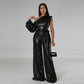 Autumn And Winter New Wide-leg Pants Solid Color Evening Dress Jumpsuit