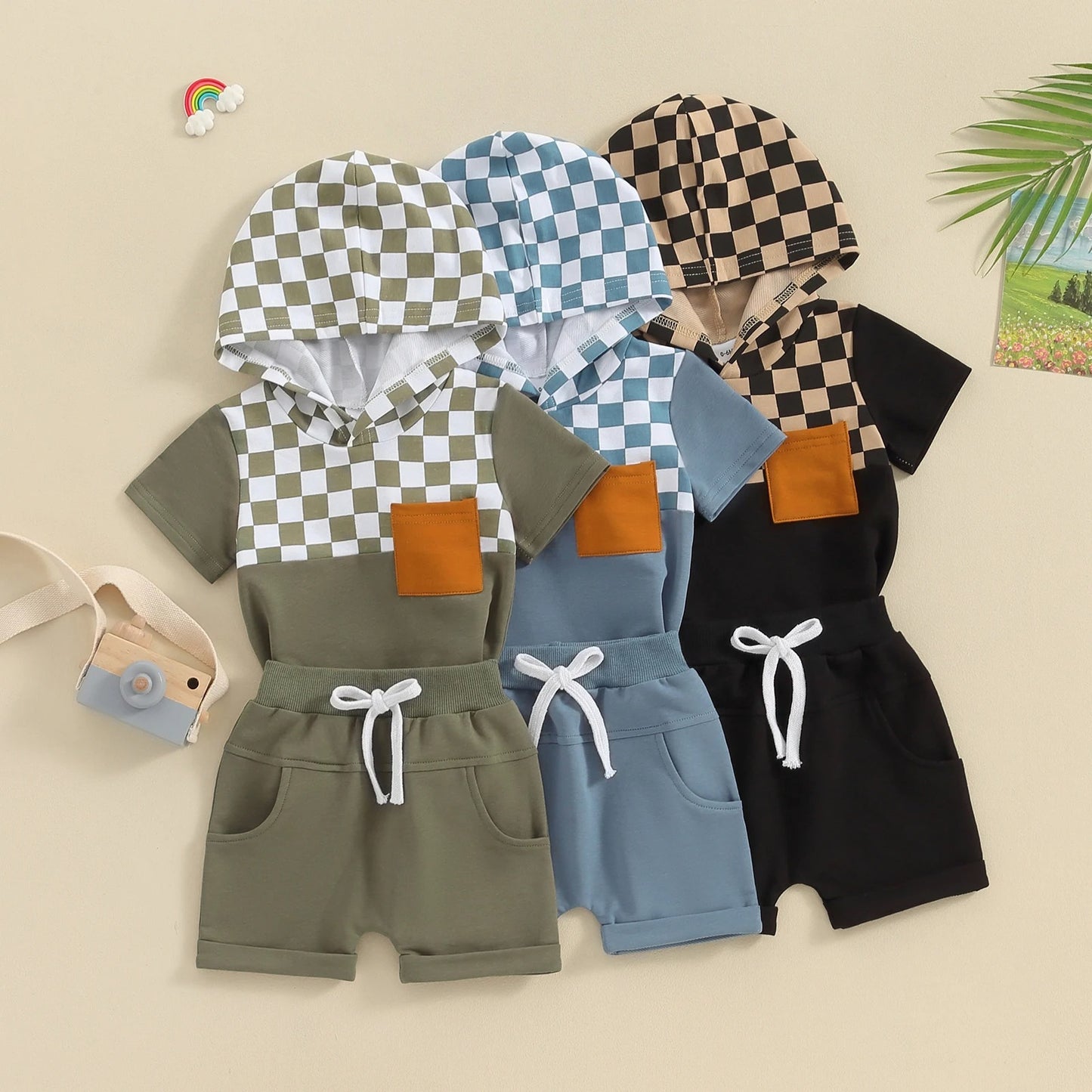 Nouvelle combinaison à manches courtes et capuche colorblock