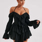 Women's Ruffled Long-sleeved One-piece Shorts