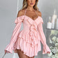Women's Ruffled Long-sleeved One-piece Shorts
