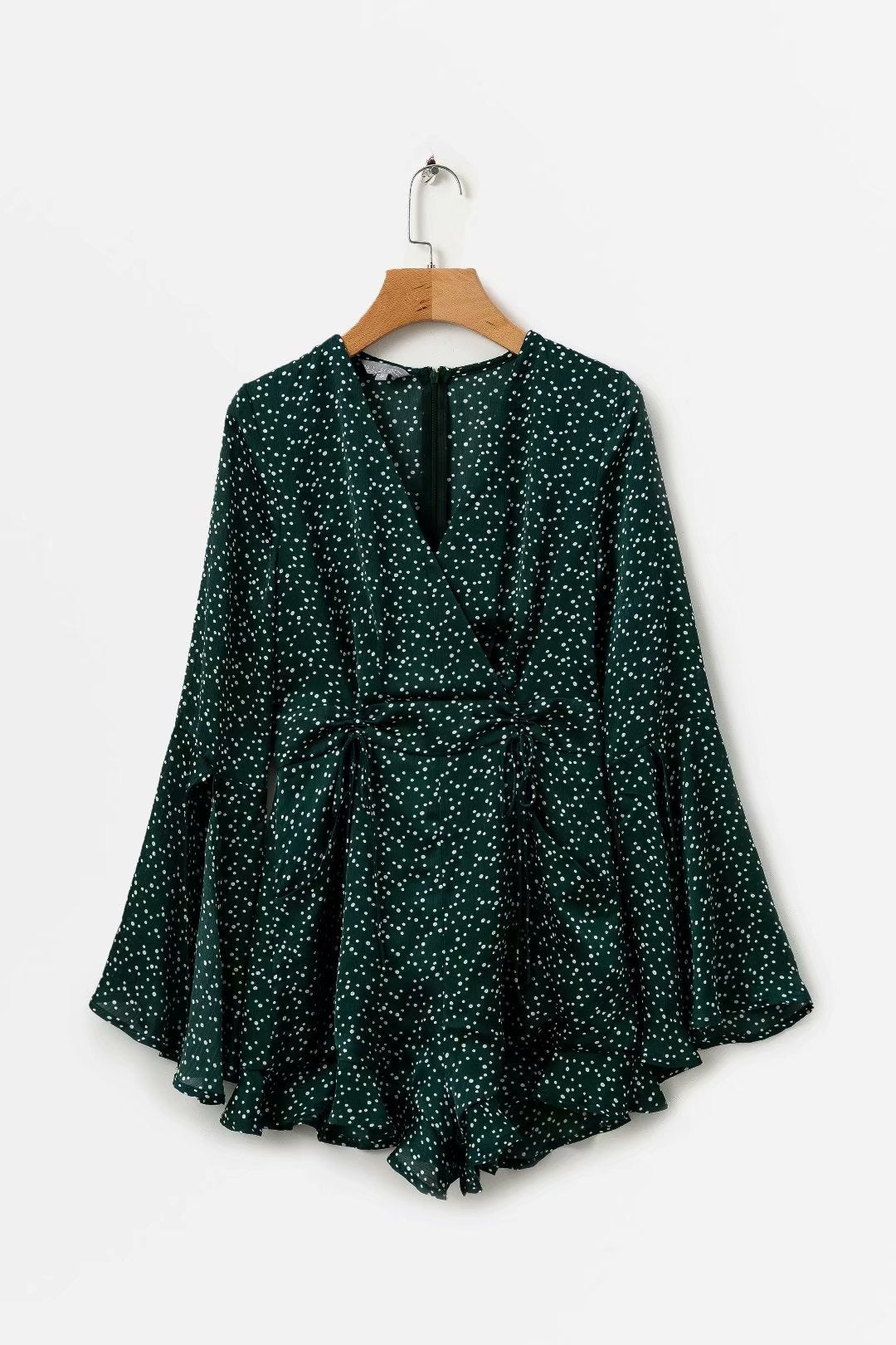 Polka dot flared sleeve jumpsuit