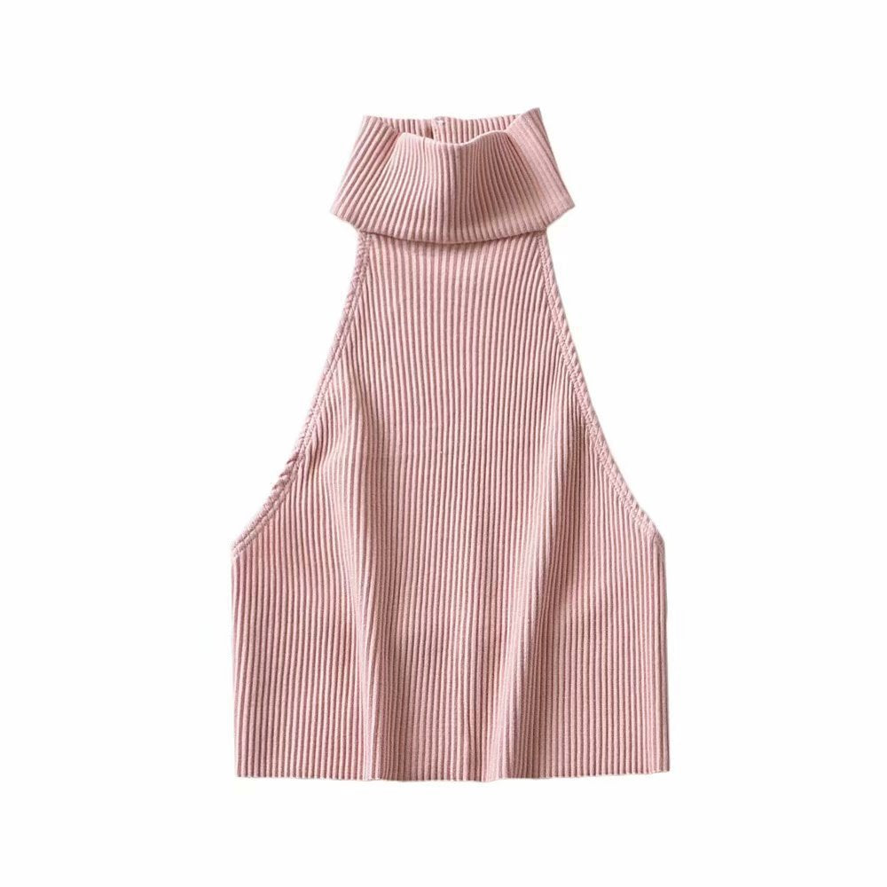 Cropped Knit Backless Tank