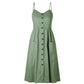 Strap Button Backless Dress Women