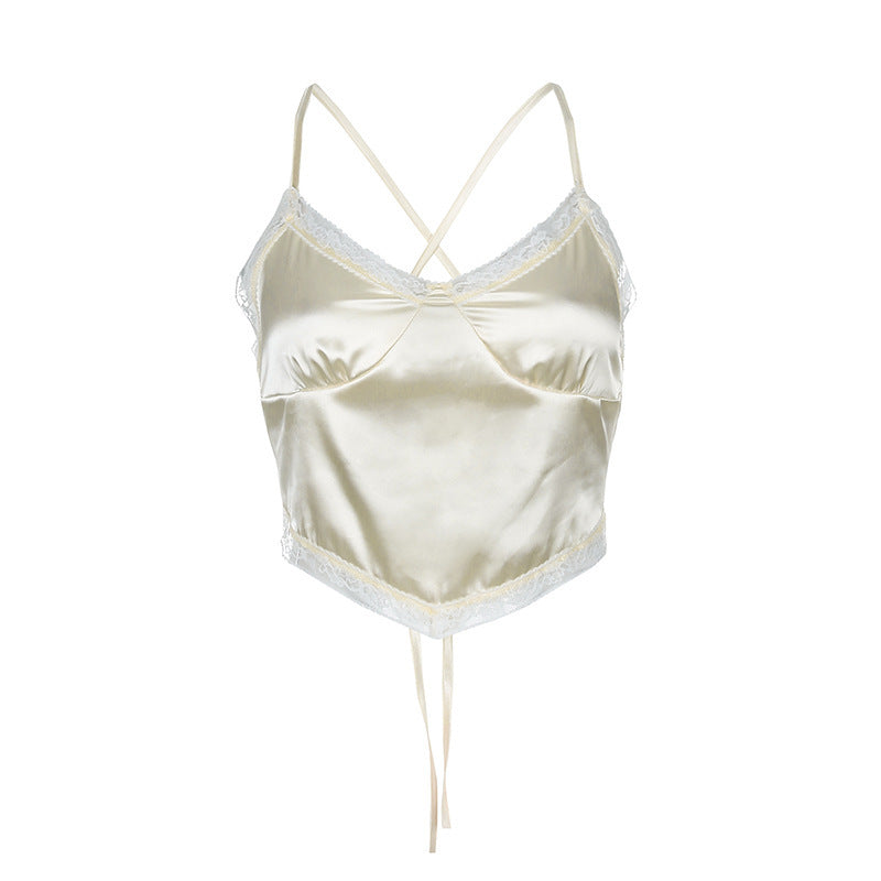 Back Lace-up Satin V-neck Camisole