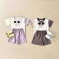 Girls' Stitching Casual Short-sleeved Two-piece Suit