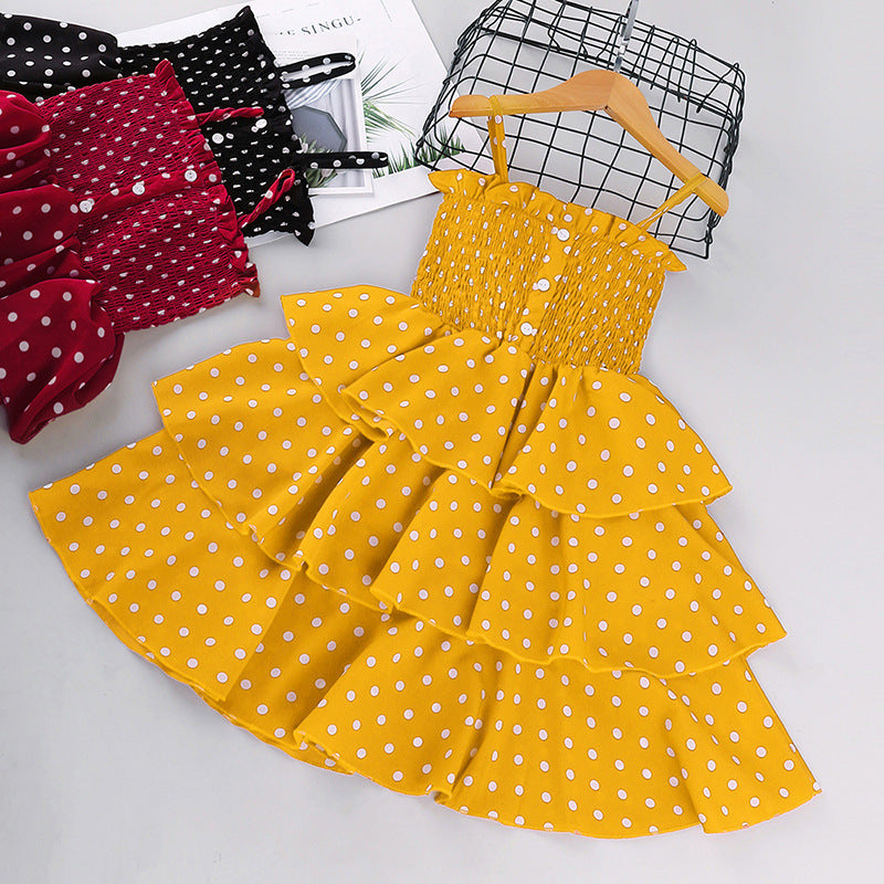 European and American Girls Western Style Polka Dot Dress