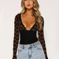 V-neck Stitching Lace Long Sleeve Base Shirt