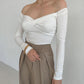 One-line Neck Strapless Breast Wrap Slim Long Sleeves