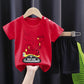 Ensemble t-shirt d'été à manches courtes pour enfant en pur coton