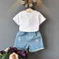 Girls two-piece summer children's clothing girls short-sleeved T-shirt