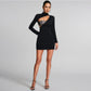 Womens Bodycon Dress With Embellished Hollowed-Out Panels And Spliced Details