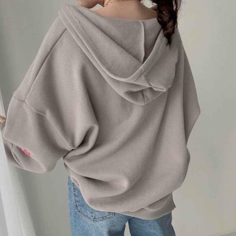 Women's Retro Simple Fashion Versatile Hooded Long Sleeve Sweater