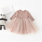 Children's Five-pointed Star Net Gauze Long-sleeved Dress