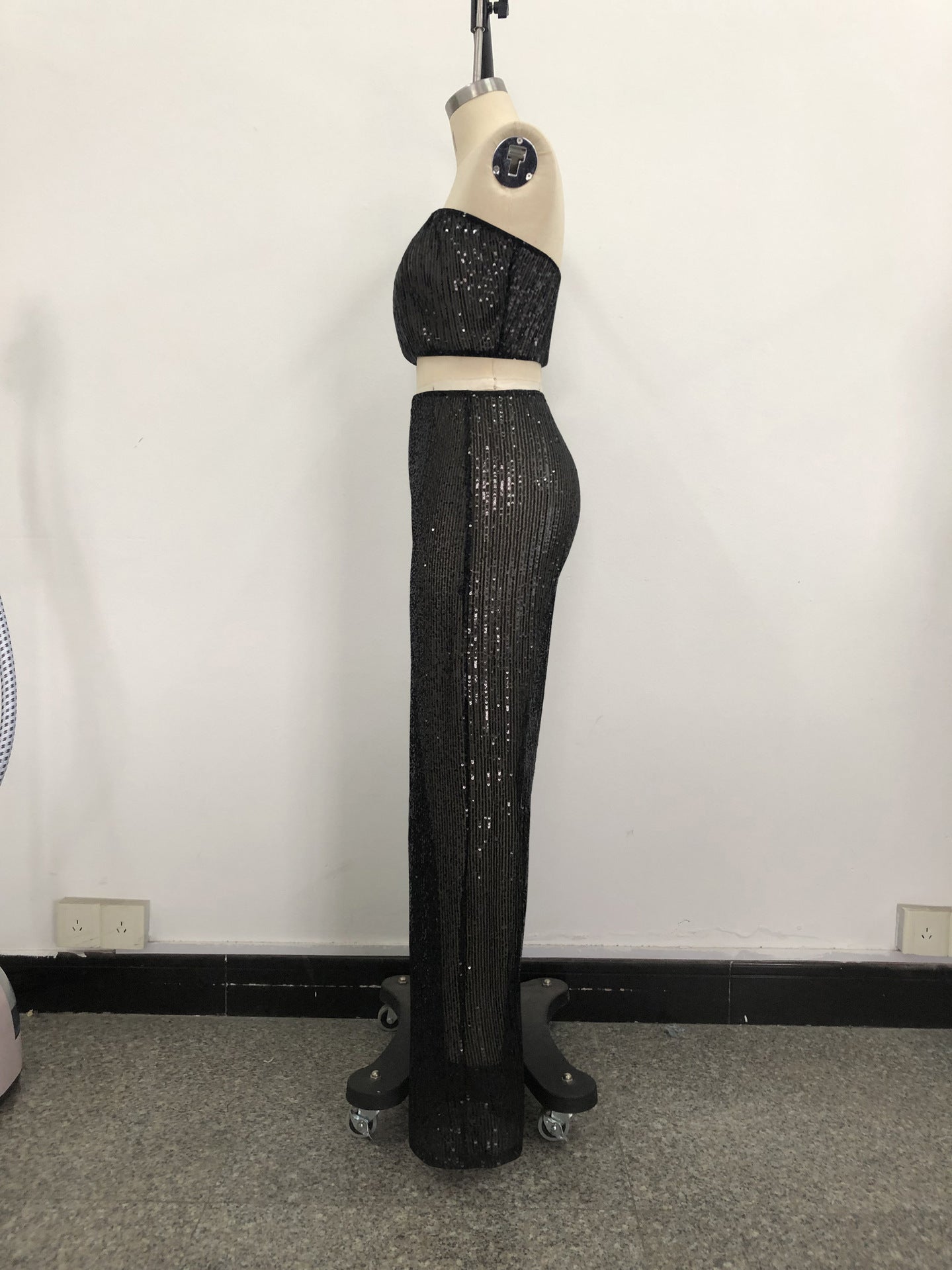 Ensemble deux pièces haut tube à paillettes chaudes 