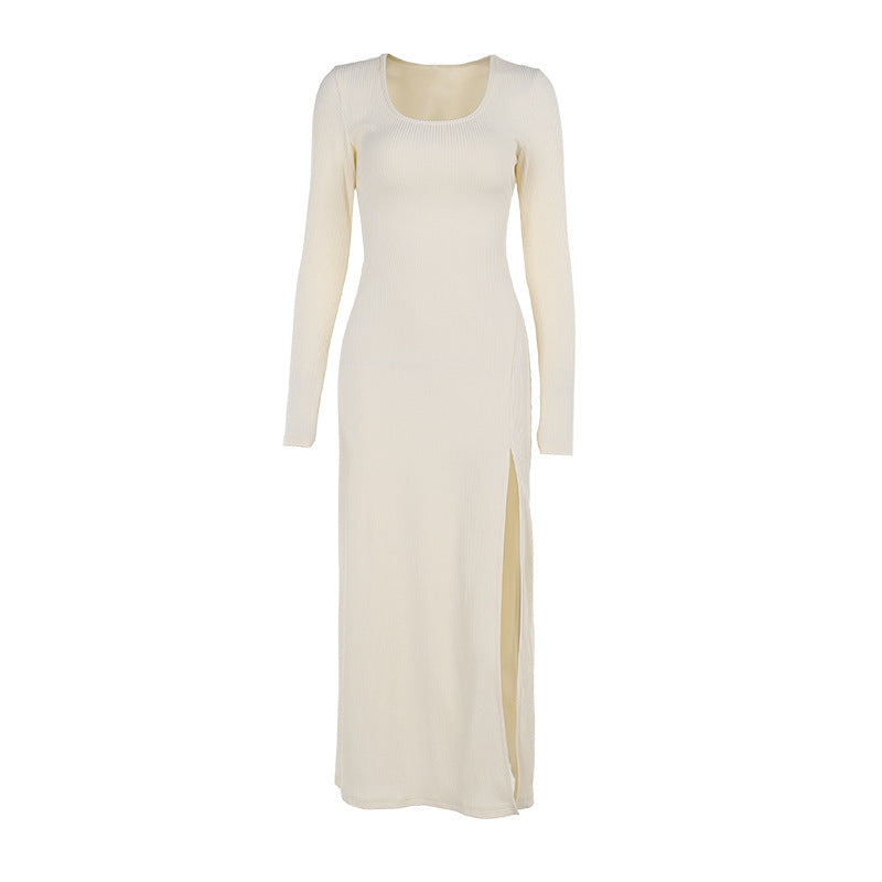 Robe moulante décontractée à lacets et coupe ajustée pour l'automne