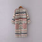 Knitted and Color Striped Double Pocket Mid-length