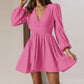 V-neck Waist-cinching Pleated Skirt With Ruffled Hem French Style