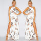 Robe longue sexy dos nu imprimée vintage