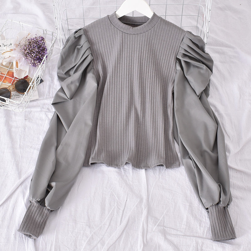 Bubble Shirt Sleeve Stitching Fake Two Shirts