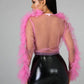 Long Sleeve Sheer Three Layer Mesh  Top Cardigan