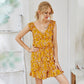 V-neck yellow ruffle jumpsuit