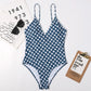 Retro Polka-dot Lace-up Waist One-piece Swimsuit Women