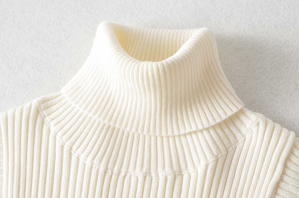 New European and American slim-fitting high-neck thick knitted T-shirt