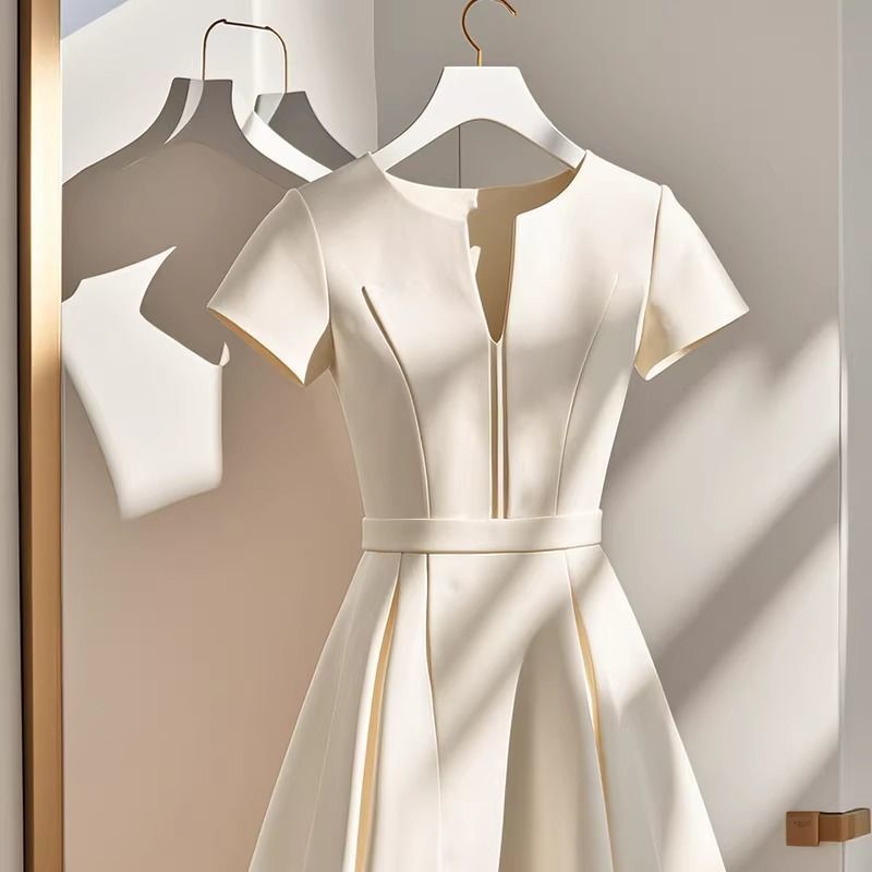 Women's French-style High-grade Round Neck Short-sleeved Dress