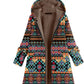 Embroidered Retro Warm Cotton Black Jacket With Zipper
