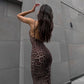 Leopard Print Backless Sling Dress Women