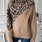 Turtleneck Leopard Print Long Sleeve Loose Fashion Casual Sweater