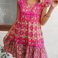 Robe imprimée sans manches, mode estivale, col en V, lacets, droite, vêtements pour femmes