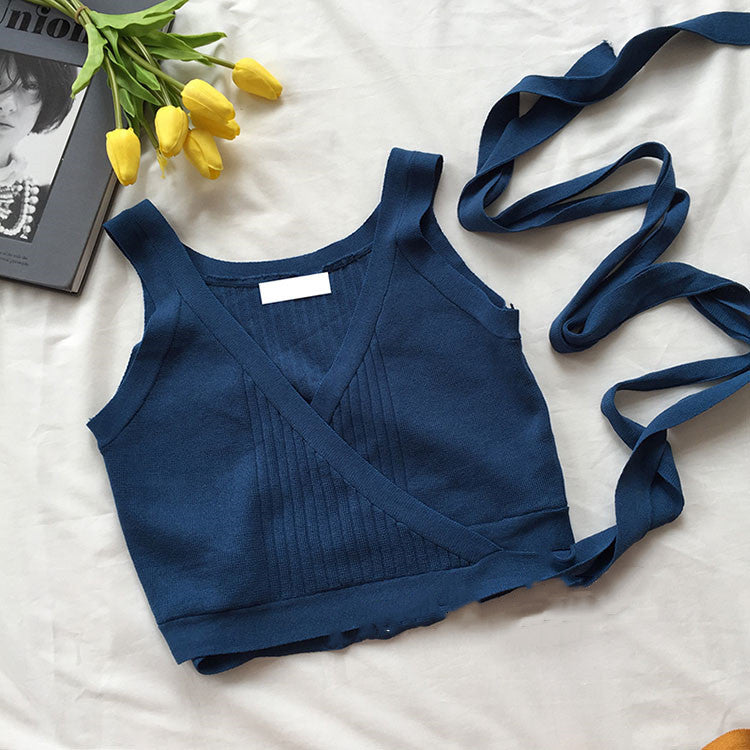 Solid color lace knitted camisole