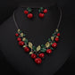 Europe and the United States big jewelry, cherry necklace, earrings set, women fashion evening dress, bride temperament accessories DD