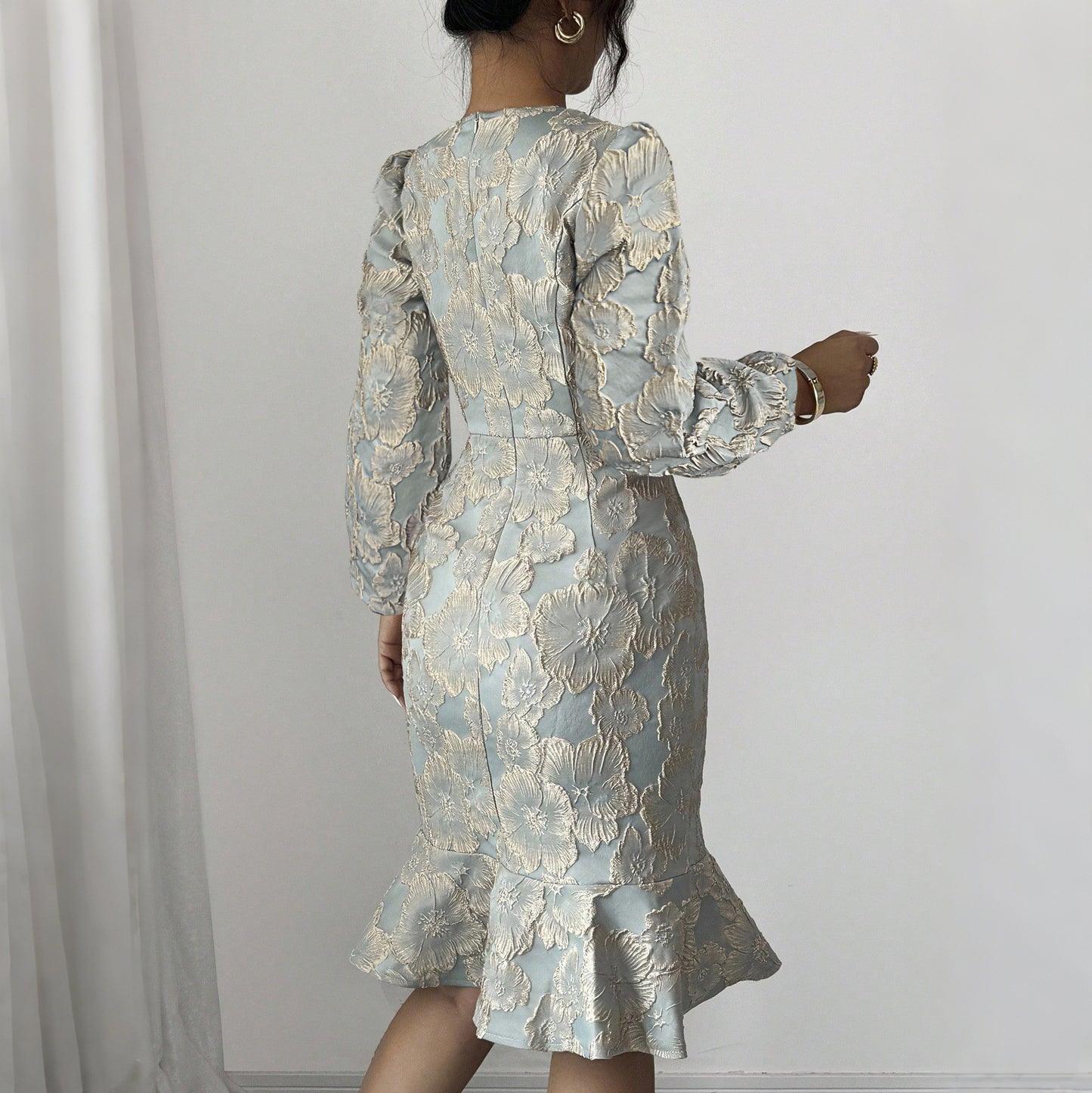 Fishtail Round-neck Elegant Figure-hugging Long Dress