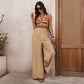 Ethnic-style Halterneck Patchwork Jumpsuit With Colorful Embroidery