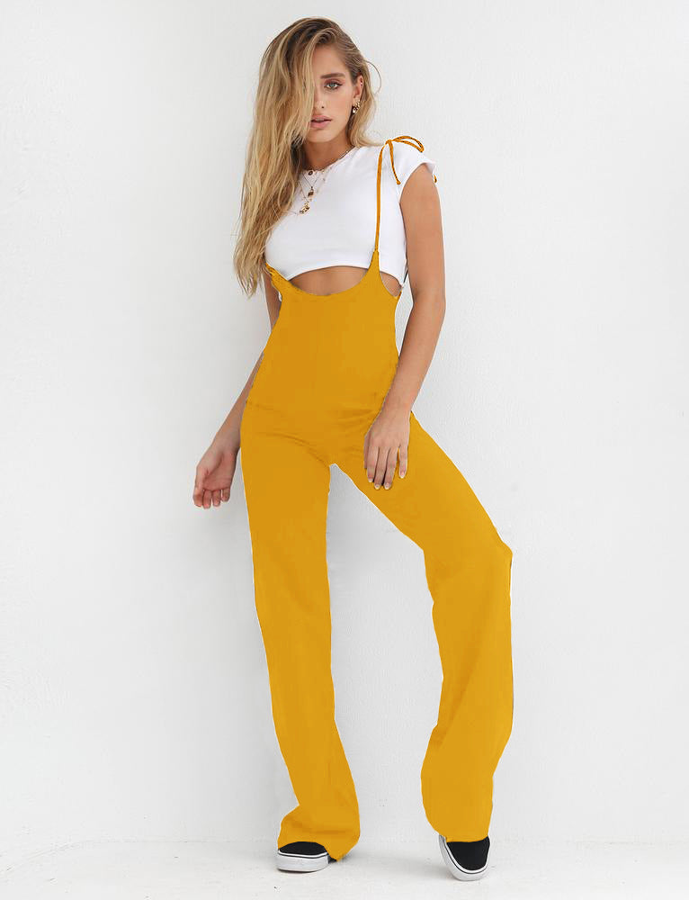 Salopette pantalon taille haute à lacets