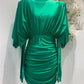 Vêtements pour femmes Robe style mondain Mode Col en V Plissé Vêtements bidirectionnels