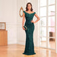 Green Sequined High Waist Fishtail Long Evening Dress