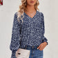 Chemise ample en mousseline imprimée à manches longues et col en V pour femme