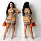 Robe moulante sexy en maille imprimée pour femme