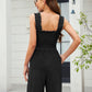 Women's Solid Color One-piece Shorts With Suspenders