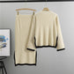 Color-Block Crew-Neck Top And Slit Skirt Chic Knit Set