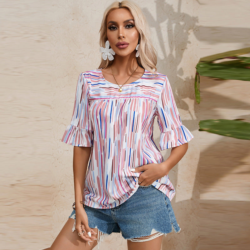 Women's Round Neck Short-sleeved Pullover