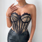 Irregular Steel Ring Fishbone Lace Slim Backless Row Buckle Outerwear Tube Top