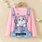 Haut à manches longues pour petite fille, motif chaton mignon, cadeau pour enfants, fête