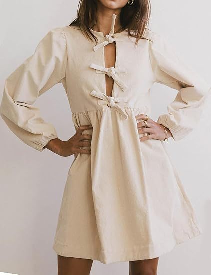 Robe femme col rond manches bouffantes mignonne