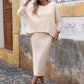 Long Sleeve Narrow Knit Casual Long Dress Suit