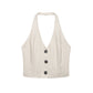Linen Hanging Collar Top Midi Dress