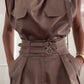 Shoulder Slimming Waist-slimming Belt Decoration Blouse And Pants